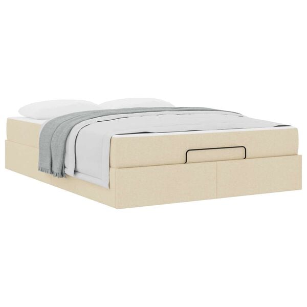 vidaXL Bedframe met matras met matras 2 pcs Cr&egrave;me Stof