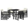 vidaXL Tuin eettafelset 5 pcs Zwart poly rattan
