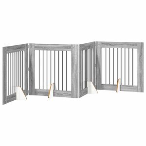 vidaXL Opvouwbaar hondenhek met standaards 4 st Grijs Sonoma 321 cm