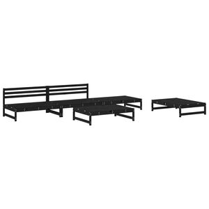vidaXL 5-delige Loungeset massief grenenhout zwart