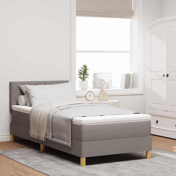 vidaXL LED Box Spring Bed met matras met LED Taupe 90 x 190 cm Stof
