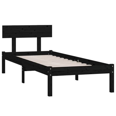 vidaXL Bedframe massief hout zwart 75x190 cm