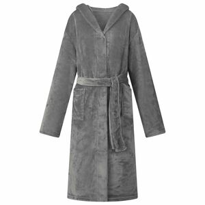 vidaXL Badjas Hoodie Donkergrijs s Flanel