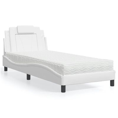 vidaXL Bed met matras kunstleer wit 80x200 cm