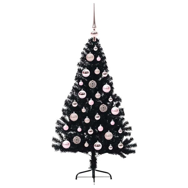 vidaXL Kunstmatig Voorverlicht Kerstboom met 150 LED Zwart 120 cm PVC