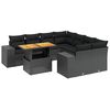 vidaXL 9-delige Loungeset met kussens poly rattan zwart