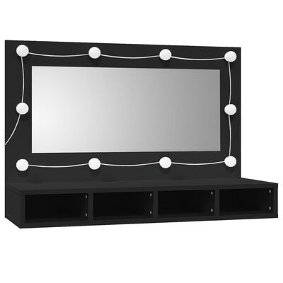 vidaXL Spiegelkast met LED-verlichting 90x31,5x62 cm zwart