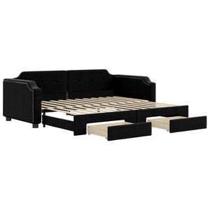 vidaXL Slaapbank met onderschuifbed en lades 80x200 cm stof zwart