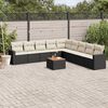 vidaXL 10-delige Loungeset met kussens poly rattan zwart
