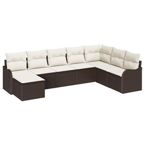 vidaXL Tuin Sofa Set met kussen 8 pcs Bruin Poly riet