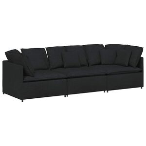 vidaXL Modulaire bank met kussens stof zwart