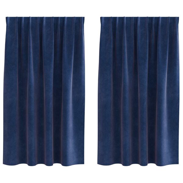 vidaXL Verduisterende gordijnen 2 pcs Donkerblauw 140 x 175 cm Fluweel