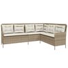 vidaXL Tuinbank met kussens L-vormig poly rattan beige