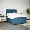 vidaXL Boxspring met matras fluweel donkerblauw 140x190 cm