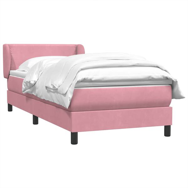 vidaXL Boxspring met matras fluweel roze 80x220 cm