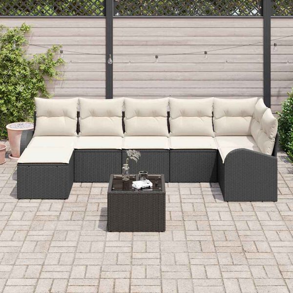 vidaXL Tuin Sofa Set 8 pcs Zwart Poly riet