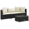 vidaXL 4-delige Loungeset met kussens poly rattan zwart