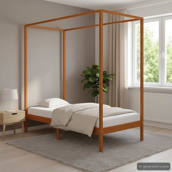 vidaXL Hemelbedframe massief grenenhout honingbruin 90x200 cm