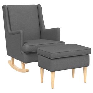 vidaXL Fauteuil met Voetenbank 2 st Donkergrijs Stof