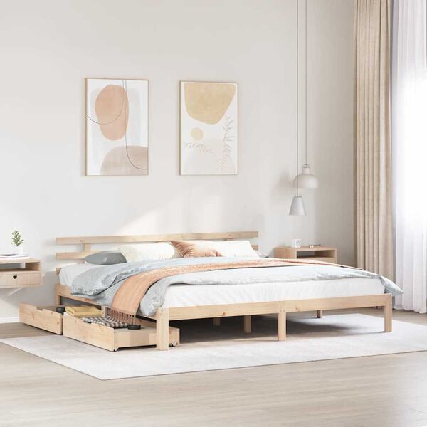 vidaXL Bedframe met lades massief grenenhout 200x200 cm