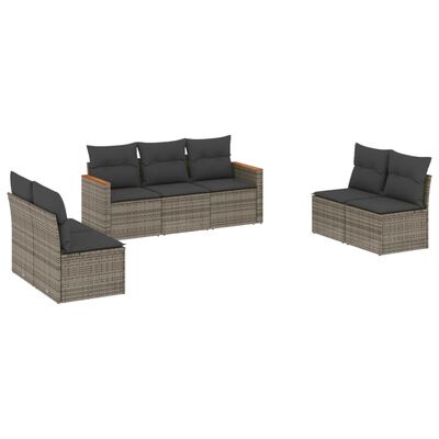 vidaXL 7-delige Loungeset met kussens poly rattan grijs