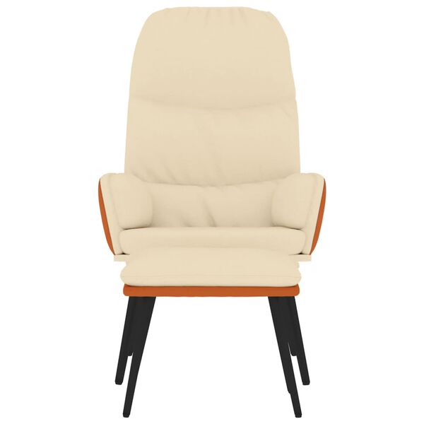 vidaXL Relaxstoel met voetenbank stof cr&egrave;mewit