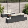 vidaXL Tuinbankenset met kussen 6 pcs Zwart poly rattan