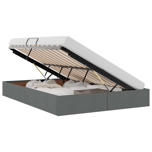 vidaXL Opslag bed met hoofdeinde Donkergrijs 140 x 200 cm Stof