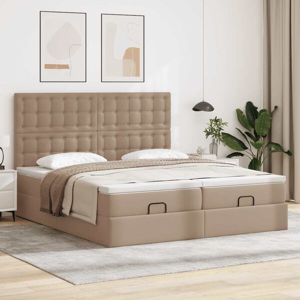 vidaXL Ottoman bed met matrassen en LED's 200x200cm kunstleer
