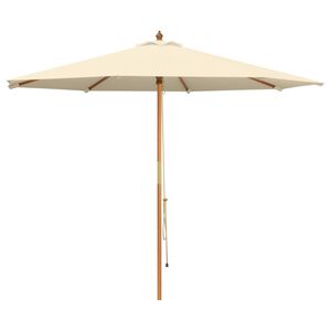 vidaXL Parasol &Oslash; 300 x 248 cm massief eucalyptushout Cr&egrave;mewit