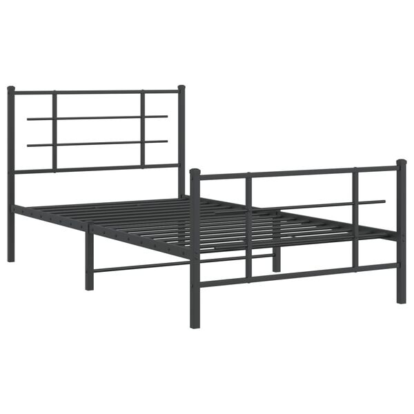vidaXL Bedframe met hoofd- en voeteneinde metaal zwart 100x200 cm