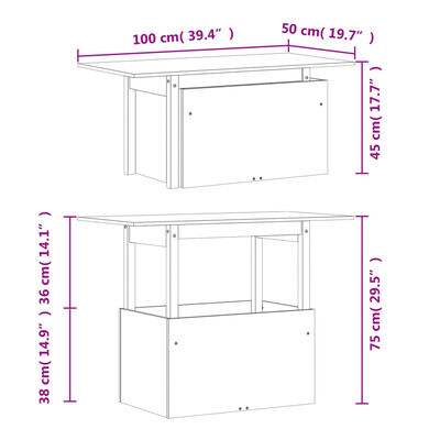 vidaXL Tuintafel 100x50x75 cm massief grenenhout wasbruin