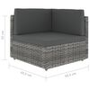 vidaXL 10-delige Loungeset met kussens poly rattan grijs