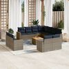 vidaXL 12-delige Loungeset met kussens poly rattan grijs