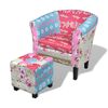 vidaXL Fauteuil met voetenbankje patchwork ontwerp stof