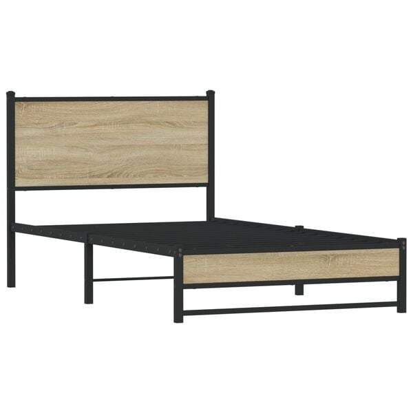 vidaXL Bedframe zonder matras metaal sonoma eikenkleurig 100x190 cm