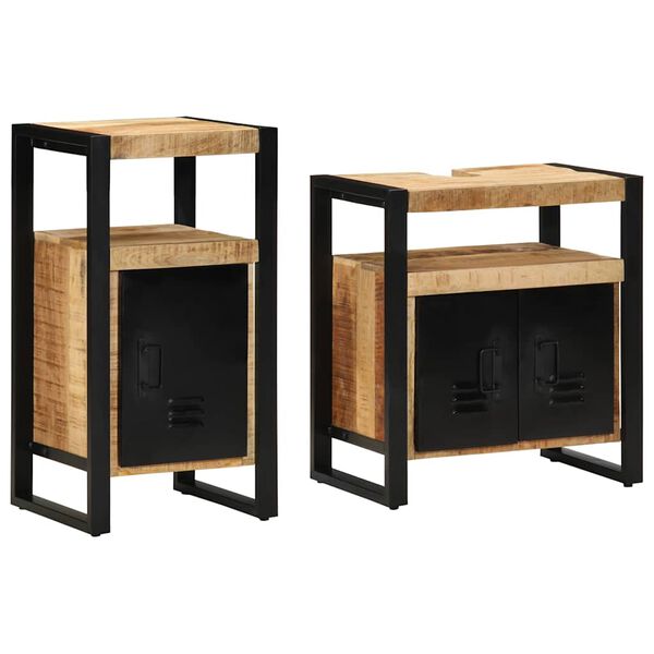 vidaXL Badkamermeubelset met plank 2 pcs Bruin Massief Ruw Mango Hout