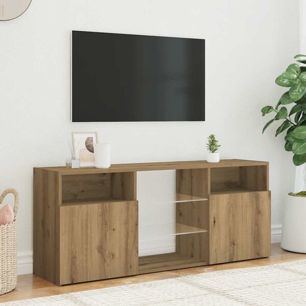 vidaXL Tv-meubel met LED 120x30x50 cm bewerkt hout artisanaal eiken