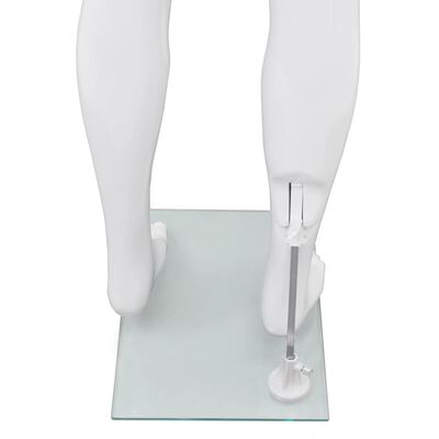 vidaXL Etalagepop mannelijk met glazen voet 175 cm glanzend wit