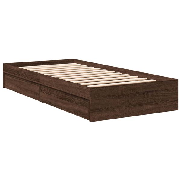 vidaXL Bedframe met lades bewerkt hout bruin eikenkleurig 100x200 cm