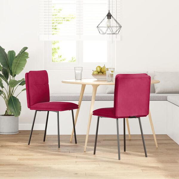 vidaXL Eetkamerstoelen 2 st fluweel wijnrood