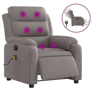 vidaXL Massagestoel elektrisch verstelbaar stof taupe