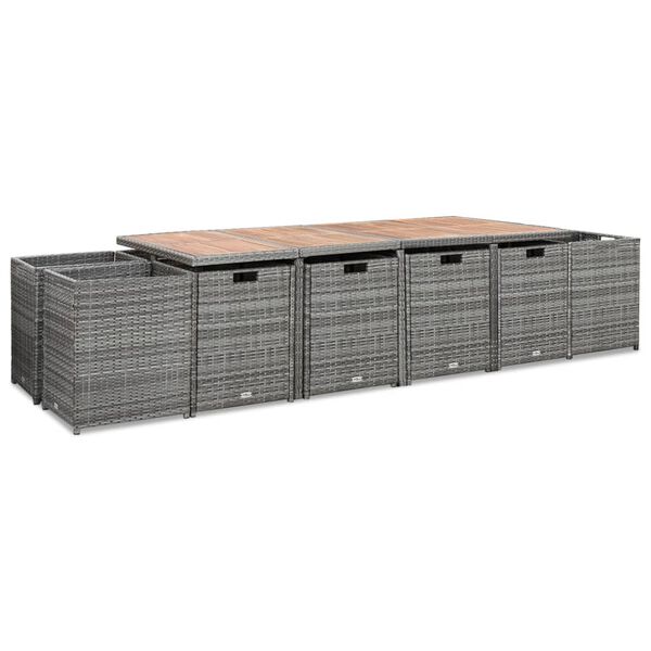 vidaXL 13-delige Tuinset met kussens poly rattan antracietkleurig