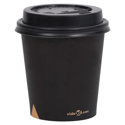 vidaXL 250 st Koffiebekers met deksels 200 ml papier zwart
