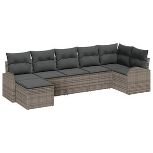vidaXL Tuin Sofa Set 7 pcs Grijs Poly riet