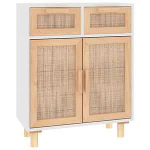 vidaXL Dressoir 60x30x75 cm massief grenenhout en rattan wit