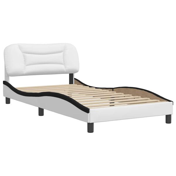 vidaXL Bedframe zonder matras "Hvar" kunstleer zwart en wit 100x200 cm