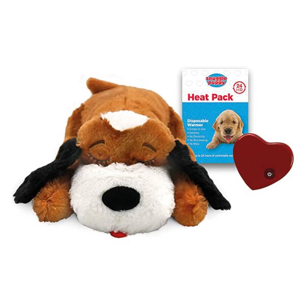 Snuggle Puppy Hondenknuffel met hartslag bruin en wit