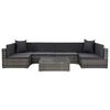 vidaXL 7-delige Loungeset met kussens poly rattan grijs