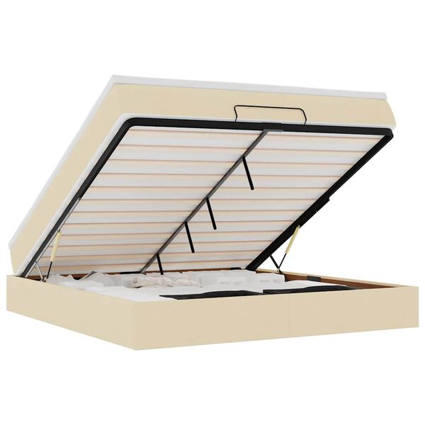 vidaXL Ottoman bed met matras 180x200cm stof cr&egrave;mekleurig